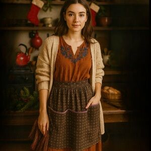 Gray Pinky Purple Pocket Cotton Maid Baker Multi-pocket Apron